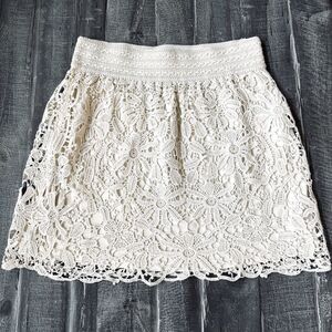 Forever 21 Ivory Layered Lace Boho Mini Skirt S